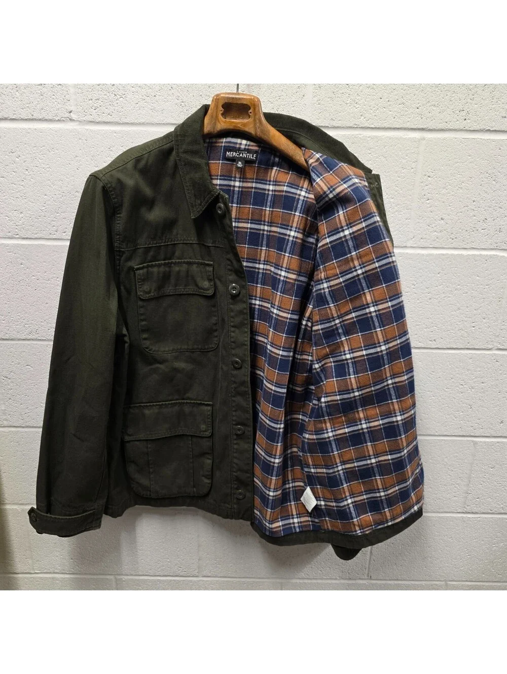 J Crew Mercantile Chore Coat Mens XL Green Flannel Lined Barn Field Jacket 25x32